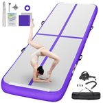 FBSPORT 10ft/13ft/16ft/20ft/23ft/26ft Inflatable Gymnastics Airtrack Tumbling Mat Air Track Floor Mats with Electric Air Pump for Home Use/Training/Cheerleading/Beach/Park and Water (Purple, 10)