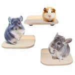 Chinchilla Wooden Platform Set, Chinchilla Cage Platform with Feeding Bowl, Small Animals Cage Accessories for Chinchilla Squirrel Gerbil Suger Glider Hamsters (3Pcs of Small Platform)