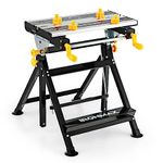 IRONMAX Portable Work Bench, 7-Level Height Adjustable & Reclining Work Table w/ 8 Sliding Clamps, Folding Workbench and Vise for Cutting, Saw, Paint