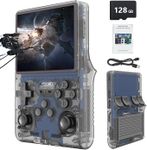 R36S 64GB Handheld Retro Gaming Console, Built-in over 20000+ Classic Games, Linux System with 3.5" HD MIPI IPS Screen,3500mAh Portable Gaming & Entertainment Device (Black, 128GB)