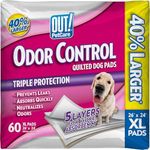 OUT! Petcare XL Dog Training Pads, Odor Control Extra Large Dog Pads, Extra Large Wee Wee Pee Pads for Dogs, Dog and Puppy Pee Pads, Leak Proof, Safe, Disposable, 26" x24, 60 Count