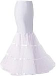 Bridal Crinoline Petticoat for Women Retro Long Mermaid Underskirt White,S/M