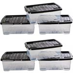 STORM TRADING GROUP 5 x 30 Litre High Grade Under Bed Plastic Storage Boxes Strong, Durable & Stackable Containers