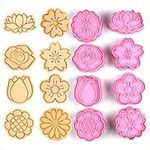 8Pcs Flowers Cookies Cutters Plastic Cartoon Pressable Biscuit Mold Confectionery Cookie Stamp Kitchen Baking Pastry Tools