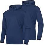 ProtectX 2-Pack Men High Visibility Lightweight Long Sleeve Hoodie, UPF 50+ Sun Protection T Shirts, SPF Outdoor UV Shirt Navy Blue 3X-Large
