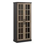 Bush Furniture Westbrook Curio Cabinet with Glass Doors | Display Case for Living Room or Home Office, Vintage Black/Restored Tan Hickory