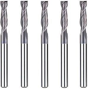 SpeTool 5Pcs 2-Flute Square Nose Carbide End Mill 1/8 Inch Router Bit with 1/8 inch Shank CNC Machine Tools, TiAlN Coated