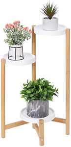 3 Tiered Plant Stands Indoor, Bamboo Plant Ladder Shelf 4 Potted Plant Shelf Tall Plant Rack Flower Display Stand for Indoor Outdoor Patio Garden