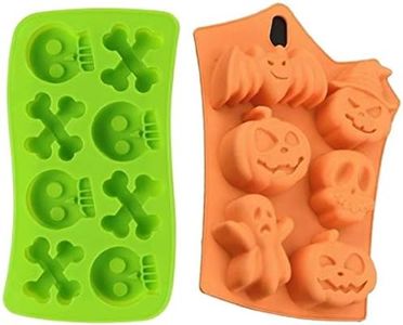 2 Silicone Halloween Soap Molds - Day of the Dead Soaps - Pirate Party Cakes Skulls Crossbones - Pumpkins Ghosts Bats Bath Bombs - Random Colors Bundle by Jolly Jon