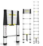 ATHENACREATIONS 12.5 feet Telescopic Ladder | 13 Durable Steps | Height Adjustable Aluminium Ladder | extendable & Collapsible Ladder for Home | EN131 Certified(3.8 Meter)