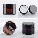 B.H.Industry [ SET OF 6 PC ] 30 GRM AMBER Glass Jar with black Cap and inner lid, for Beauty, Cream, Blends, Skin Care, Hair Care, Travel, Toners, Cosmetic & DIY