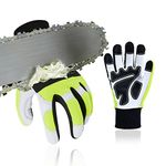 Vgo 1Pair Chainsaw Gloves, 12-Layer Chainsaw Protection on Left Hand Back, Safety leather Work Gloves, Mechanic Gloves (Size L, Green, GA9767)