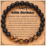 60th Birthday Gifts Bracelet for Men 60 Birthday Gifts for Men Natural Stone Bracelets for Grandpa Father 60 Years Old Birthday Gifts for Husband Son 60 Yr Old Birthday Gift