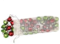 Creative Co-Op Green & Red Embossed Mercury (3 Styles/Set of 36 in Organza Bag) Glass Ornaments, Red and Green, 36 Count,Christmas