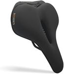 BOOSDEN Bike Seat, Comfortable Bike Saddle, Soft Bicycle Saddle for Men Women, Waterproof PU Leather Spring Bicycle Seat, Gel Bike Seat, Ideal for Mountain Bike, Road Bike, Exercise Bike, Black