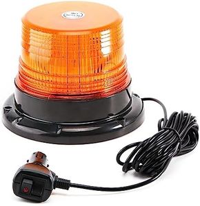 PKINGLAKE 1-Pcs Amber LED Beacon Lights 12-24V Warning Safety Flashing Emergency Roadside Strobe Mini Light Bar with Magnetic Base for Snow Plow Truck Construction Vehicles Forklift Tractor Golf Carts