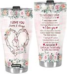 Gerbera Prints 30oz Tumbler With Lid - Wife Coffee Tumbler - Husband And Wife Travel Mugs - Pink Gifts For Women - Aniversity Gifts For Women - Wife Birthday Gifts From Husband