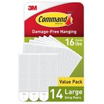 Command PH206-14NA Picture hanger strip pack, Holds 16 lbs White Large, 14 Pairs