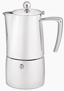 Avanti Art Deco Espresso Maker, 500 ml / 10 Cup, Mirror Polished Stainless Steel, for Stove top
