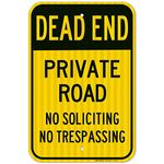 Sigo Signs Dead End Private Road, No Soliciting No Trespassing Sign, 12x18 3M Reflective (EGP) Rust Free .63 Aluminum, Easy to Mount Weather Resistant, by SIGO SIGNS