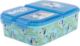 Golddunes Bluey Lunchbox Kids Character 3 Compartment Sandwich Lunch Box School Re-usable Plastic