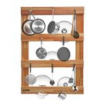 SOLVD-IN-BOX Pot and Pan Hanger for Kitchen Pan Stand Heavy Duty Kitchen Pan and Pot Lid Organizer Rack Holder with 10 Hooks Pan Holder for Tawa Cooker Skillets Griddles Shallow Pots Chopping Board