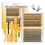QUEWEL DIY Lash Extension Kit, Cluster Lashes Kit with 320pcs Eyelash Clusters, Lash Bond and Seal, Lash Tweezers, Eyelash Glue Remover for DIY Eyelash Extensions Beauty Makeup At Home(DJRR-30D+40D)