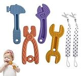 Chuya Baby Teether Toys, Soft Silicone BPA-Free Baby Chew Toy for Babies 3-12 Months, Baby Teething Toys for Infant Toddlers, Baby Gift Set, Hammer Wrench Set, Easy To Hold & Clean (4 Pack)