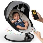 BAYBEE Automatic Electric Swing Cradle for New Born Baby with Adjustable Swing Speed, Remote | Infant Rocker, with Mosquito Net, Safety Belt, Music, & Toys | Swing for Baby (Black)