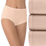 Vanity Fair Women's Illumination Brief Panties, Silky Stretch & Satin Trim, 3 Pack - Rose Beige, 8