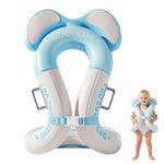 Proberos® Kids Armpit Swimming Ring PVC Buoyancy Vest for Beginners Age 3-15, Anti Rollover & Press-&-inflate Design, Adjustable Safety Buckle, Cartoon Swim Tube for Kids for Boys & Girls, Blue