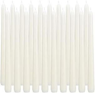 flamecan Ivory Taper Candles, Set of 20 Unscented and Smokeless 10 Inch Candles Long Burning, Paraffin Wax with Cotton Wicks for Burning Approxinately 7-8 Hours Time (F2023008)