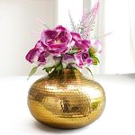 Behoma Metal Flower Vase for Home Decor | Table Decorative Item for Bedroom Living Room Office | Best Gift for Wedding Festivals Birthday | Golden Large 1PC (Flower not Included)