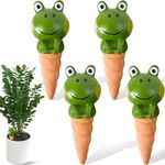 4 Pack Terracotta Self Watering Spikes, Frog Shaped Self Watering Globes, Slow Release Self Watering Planter Insert, Plant Watering Globes for Indoor and Outdoor Plants