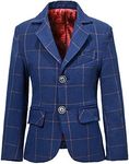 Visaccy Boys Formal Blazer School Jacket, Plaid Blue, 6 Years