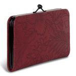 Wallet for Women Stylish Latest Floral Flower Printed design Vegan Leather Mobile phone Holder Card Slots Magnetic Kiss Lock Zip Pocket Hand Clutch for Daily Use Girls Gift Party Ladies Purse (Maroon)