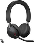 Jabra Evolve2 65 Wireless Headset – Noise Cancelling UC Certified Stereo Headphones with Long-Lasting Battery – USB-A Bluetooth Adapter – Black