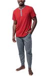 PajamaGram Men's Pajamas - Mens PJ, Short Sleeve, Brick/Gray, XXL