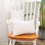 2 Pcs White Pillow Case Faux Linen Square Lumbar Decorative Throw Cushion Cover Pillowcase with Smooth Hidden Zipper for Sofa 12 x 20 inch 30 x 50 cm