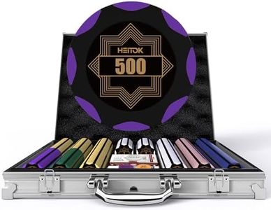 HEITOK Clay Poker Chip Set for Texas Hold’em, 500 PCS with Denominations Professional Casino Blackjack Set, a high-end Carrying case with Aluminum Travel Case