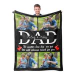 Easycosy Custom Father's Day Blanket with Photos Text Dad Gift Personalized Photo Blanket Customized Flannel Blanket for Dad Father Gift for Dad Papa Grandpa Father's Day