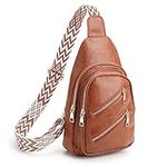 Augot Small Sling Bag for Women Crossbody Purse, PU Leather Sling Belt Bag Crossbody Fanny Packs Crossbody Bag Chest Bag for Women Men Teen Girls（Brown）