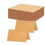 BELLE VOUS Wedding Table Place Name Cards (200 Pack) - 9 x 10cm / 3.54 x 3.94 inches - Rustic Brown Kraft Escort Cards Perfect for Banquets, Dinner Party Seating & Food Labels