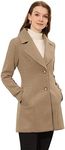 Allegra K Women's Elegant Notched Lapel Button Single Breasted Winter Coat Light Brown L