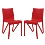 Supreme chairs Zyleg Designer Armless Plastic Chair for Dining, Cafeteria and Restaurent with Weight Bearing Capacity of 150 kg (Color : Coke Red, Count : 2)