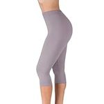 SATINA High Waisted Leggings for Women | Women’s Leggings in Capri & Full Lengths | Regular & Plus Sizes 2.5 cm Waistband Gray