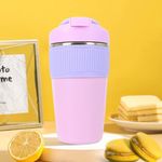 YELONA Stainless Steel Macaroon 480 Ml Double Wall Insulated Travel Coffee Tumbler Mug Sipper Thermos With 2In1 Flip Up Inbuilt Straw And Sip Lid, Leak Proof (Blush Pink)