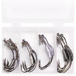 ANCLLO 25pcs/Box Weighted Fishing Hook with Spring Lock, Soft Plastic Worm Swimbait Hook for Freshwater Saltwater Redfish, Snook