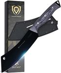 DALSTRONG Chef & Cleaver Hybrid Knife - 8" - "The Crixus" - Delta Wolf Series - Ultra-Thin & Zero Friction Blade - HC 9CR18MOV Steel - Black Titanium Nitride Coating - G10 Camo Handle - Leather Sheath