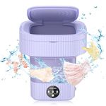 Portable Washing Machines, 10L Foldable Mini Washing Machine, Compact Washing Machine for Baby Clothes, Underwear or Small Items, Apartment, Dorm, Camping, RV Travel Laundry- Gift Choice, Purple